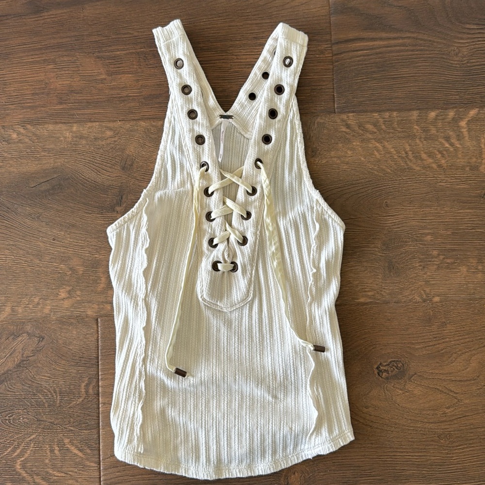 Free People ribbed lace up tank top